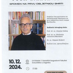 Okrugli stol - prva obljetnica smrti prof. Josipa Baričevića